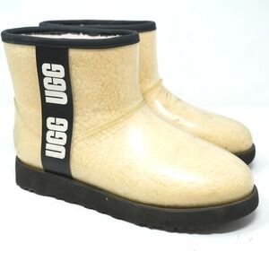 Womens UGG Classic Clear Mini Boots Natural Black Sheepskin Waterproof Size 7